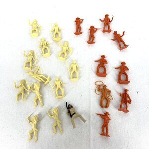 Marx Toys Cowboys and Indians Toys 2" Tall Plastic Lot of 20 Vintage